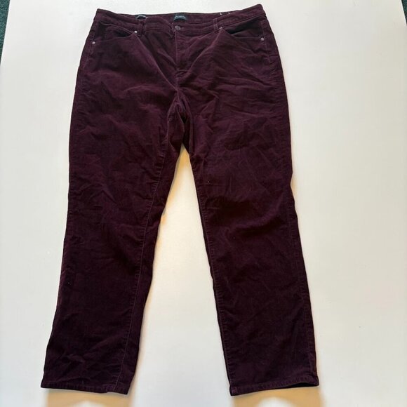 Talbots Straight Leg Corduroy Pant Trouser Maroon Wine Red Holiday Winter 18 W - Picture 1 of 9